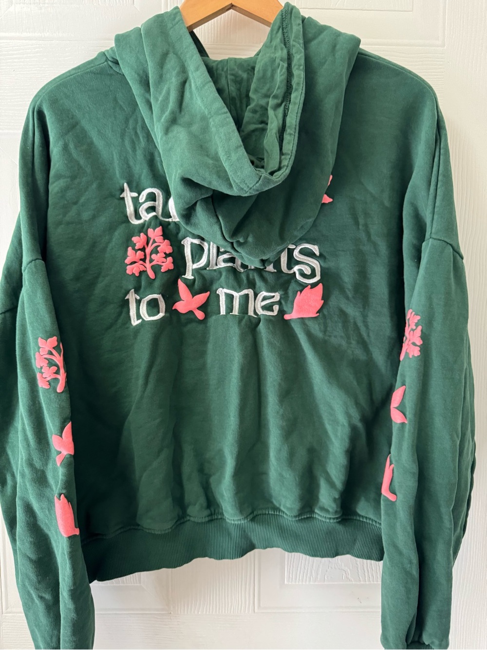 Just Add Water Green Hoodie Sweater with Pink Sleeve Accents - Picture 8 of 9